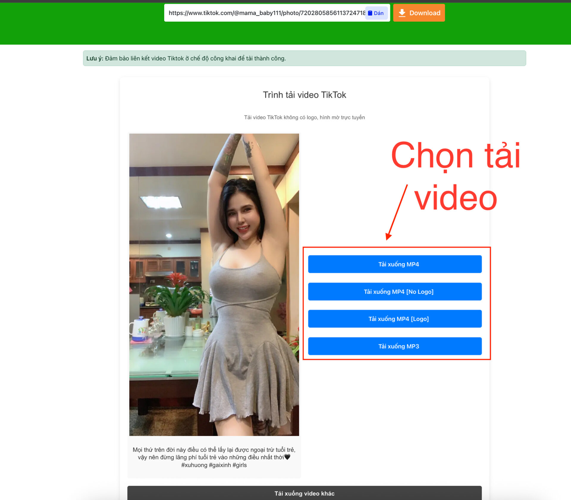 Download TikTok video without logo - download step